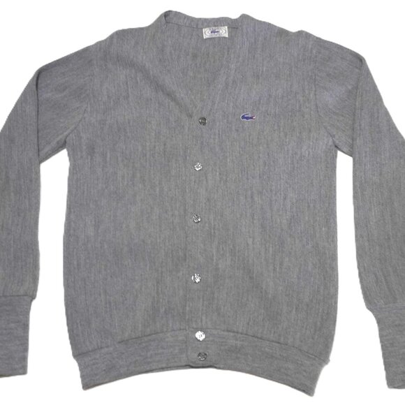 Menswear Vintage Gray Izod Lacoste Button Down Cardigan Sweater Sz L - Picture 2 of 5